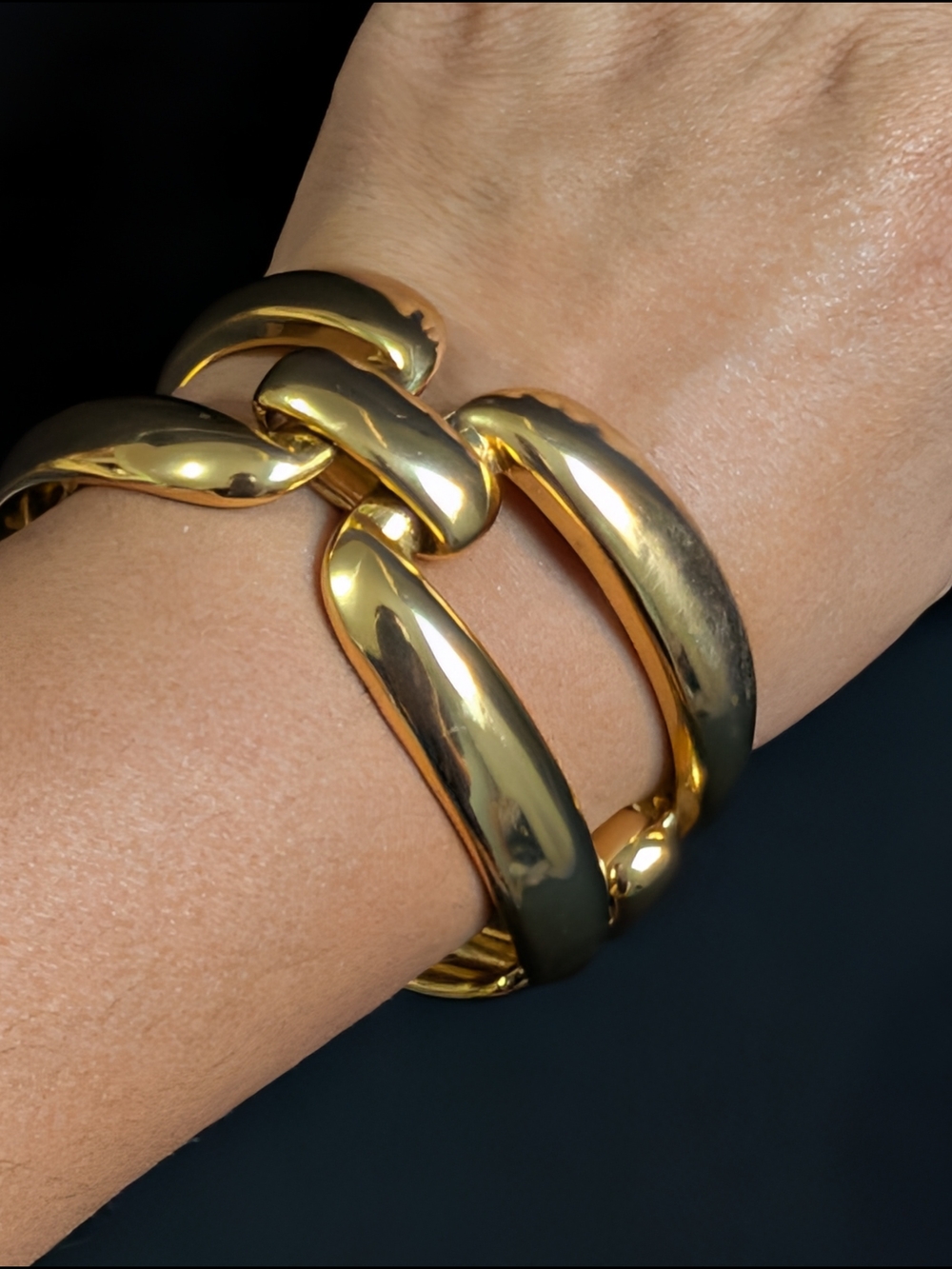 J Crew Golden Metallic Linked Chain Cuff Bracelet - Women Jewelry